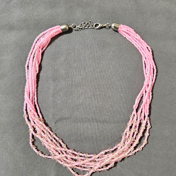 Soft pink small beads necklace. - Picture 1 of 4